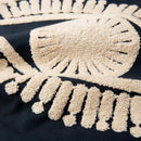 Navy & cream embroidered cotton pillow cover living room tufted decor by Decorbites