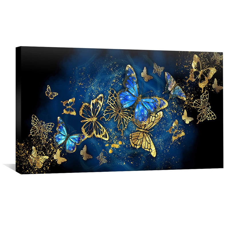 Navy Gold Butterflies Canvas