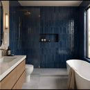Navy Leather Subway Glazed Terracotta Tiles 2 1/4x7 9/16