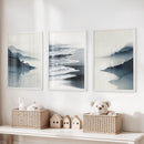 Minimalist Mountain Lake Set of 3. Modern Landscape Prints by Wall Art Set