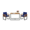 3 Pieces Outdoor Dining Set with 2 Acacia Wood Armchairs and Dining Table-Navy by LJGDeals