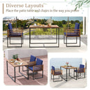 3 Pieces Outdoor Dining Set with 2 Acacia Wood Armchairs and Dining Table-Navy by LJGDeals
