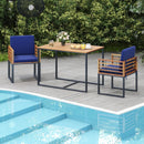 3 Pieces Outdoor Dining Set with 2 Acacia Wood Armchairs and Dining Table-Navy by LJGDeals