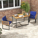 3 Pieces Outdoor Dining Set with 2 Acacia Wood Armchairs and Dining Table-Navy by LJGDeals