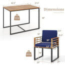 3 Pieces Outdoor Dining Set with 2 Acacia Wood Armchairs and Dining Table-Navy by LJGDeals