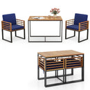 3 Pieces Outdoor Dining Set with 2 Acacia Wood Armchairs and Dining Table-Navy by LJGDeals