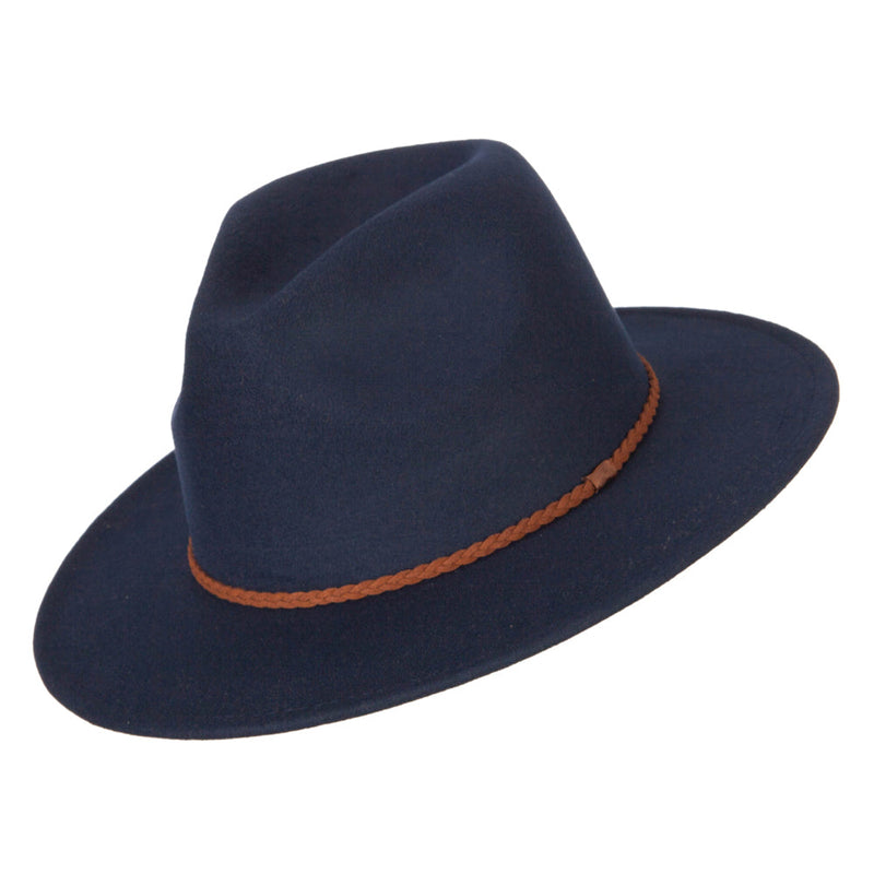 Unisex Braid Leatherette Band Trim Large Brim Polyester Fedora Hat