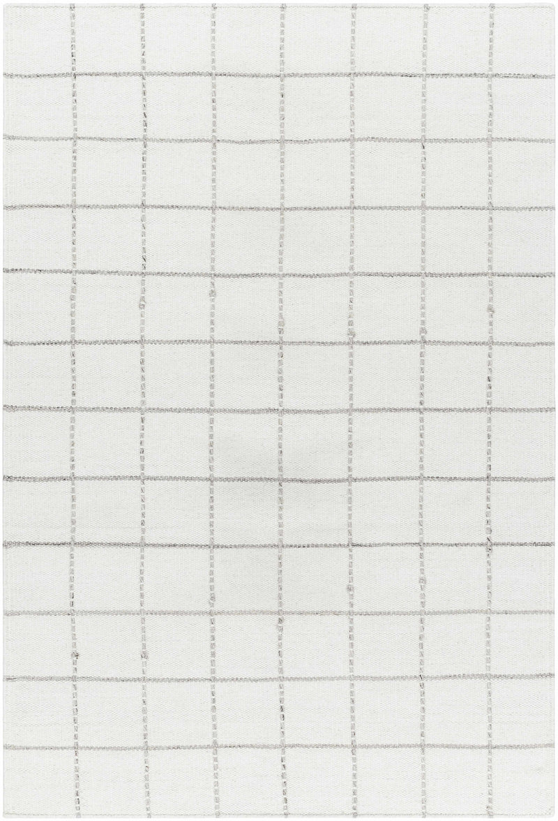 Nissa White Gray Checkered Wool Rug