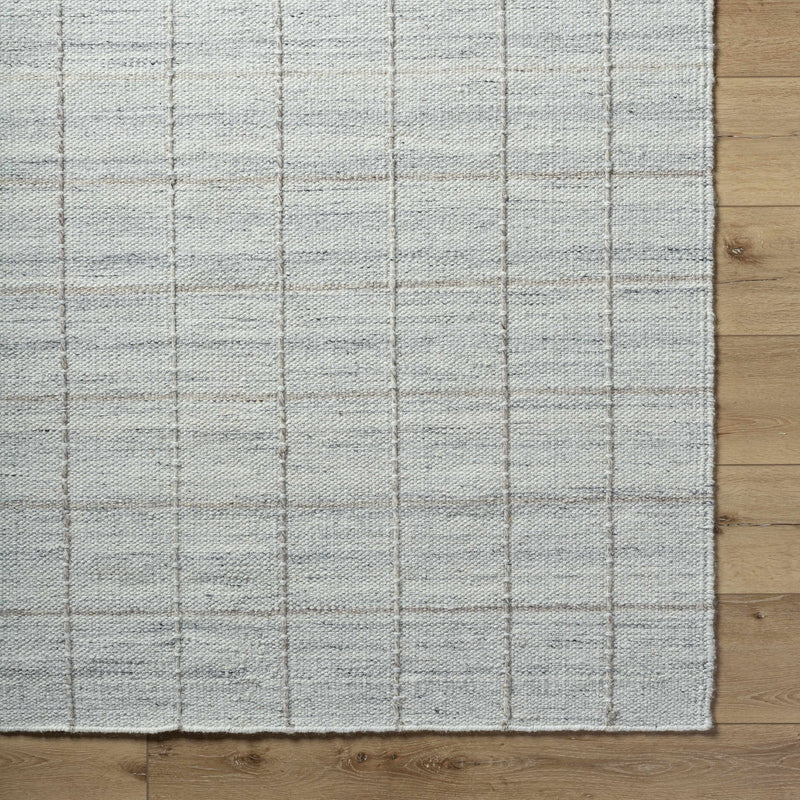 Nissa Light Gray Checkered Wool Rug
