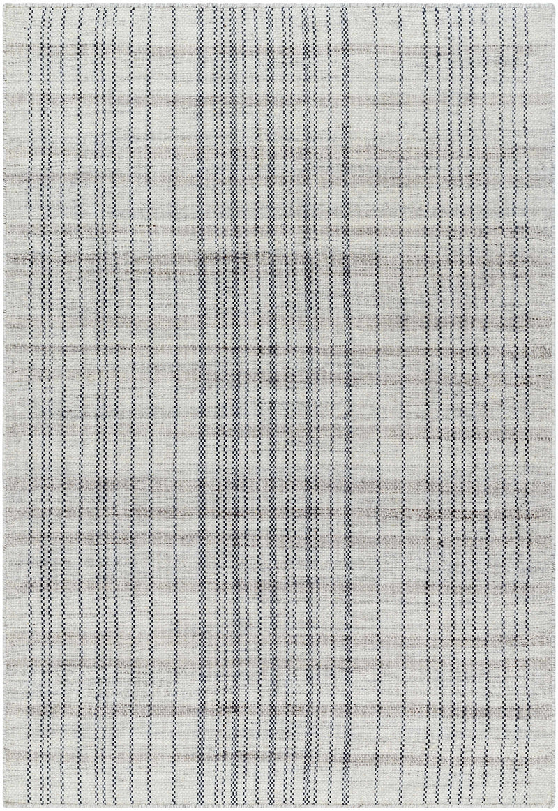 Nissa Gray Blue Checkered Wool Rug
