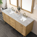 James Martin Laurent 72" Dual Mount Double Bathroom Vanity, Light Natural Oak