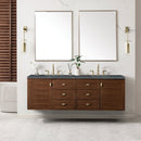 James Martin Amberly 72" Dual Mount Double Bathroom Vanity, Mid-Century Walnut