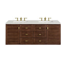 James Martin Amberly 60" Dual Mount Double Bathroom Vanity, Mid-Century Walnut