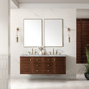 James Martin Amberly 60" Dual Mount Double Bathroom Vanity, Mid-Century Walnut