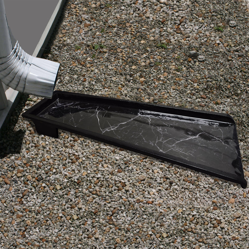 Black Faux Marble 24-in Cast Aluminum Downspout Gutter Splash Block