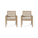 Outdoor Wicker and Acacia Wood Club Chairs - Set of 2