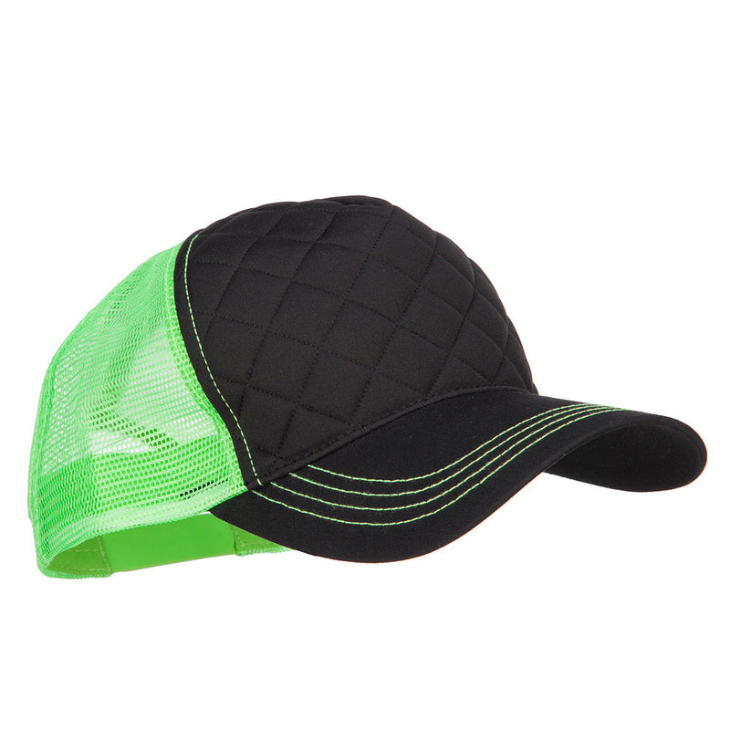 Quilted Trucker Two Tone Neon Mesh Big Size Cap