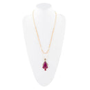 Neims Pink Carnelian Golden Pendant Necklace