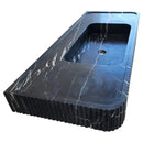 Nero Marquina Black Marble Hand Carved Fluted Wall Mount Sink 48 X 20