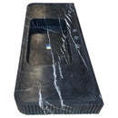 Nero Marquina Black Marble Hand Carved Fluted Wall Mount Sink 48 X 20