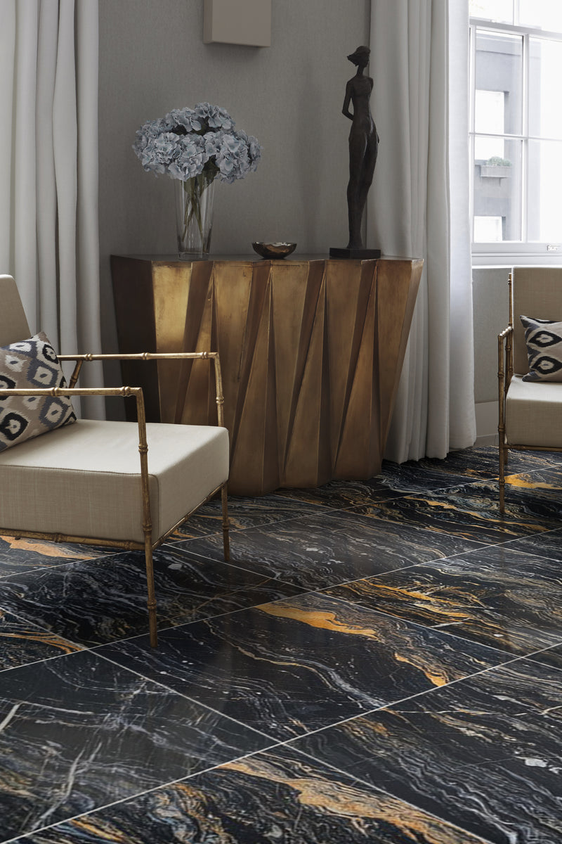 Nero Picasso Marble Polished Floor and Wall Tile