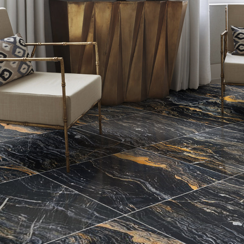 Nero Picasso Marble Polished Floor and Wall Tile