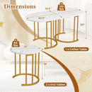 Nesting Coffee Table Set of 3 with Faux Marble Tabletop and Powder-coated Gold Metal Frame-White by LJGDeals