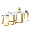 Nesting Coffee Table Set of 3 with Faux Marble Tabletop and Powder-coated Gold Metal Frame-White by LJGDeals