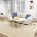 Nesting Coffee Table Set of 3 with Faux Marble Tabletop and Powder-coated Gold Metal Frame-White by LJGDeals