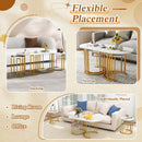 Nesting Coffee Table Set of 3 with Faux Marble Tabletop and Powder-coated Gold Metal Frame-White by LJGDeals