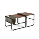 Set of 2 Nesting Coffee Tables with Side Pocket for Living Room Bedroom-Rustic Brown by LJGDeals
