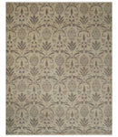 Neutral 8x10 Hand Knotted Camel and Brown Floral Traditional Antique Style Wool Area Rug