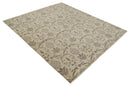 Neutral 8x10 Hand Knotted Camel and Brown Floral Traditional Antique Style Wool Area Rug