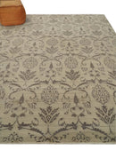 Neutral 8x10 Hand Knotted Camel and Brown Floral Traditional Antique Style Wool Area Rug