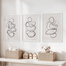 Abstract Line Art Wall Art Set of 3. Minimalist Figure Drawings by Wall Art Set