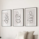 Abstract Line Art Wall Art Set of 3. Minimalist Figure Drawings by Wall Art Set
