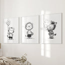 Black White Gender-Neutral Nursery Art Set. Lion Tiger Zebra by Wall Art Set