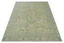 Neutral Beige and silver 8x10 Traditional Antique Finish Hand knotted Wool Area Rug by The Rug Decor