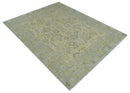 Neutral Beige and silver 8x10 Traditional Antique Finish Hand knotted Wool Area Rug by The Rug Decor