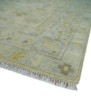 Neutral Beige and silver 8x10 Traditional Antique Finish Hand knotted Wool Area Rug by The Rug Decor