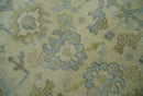 Neutral Beige and silver 8x10 Traditional Antique Finish Hand knotted Wool Area Rug by The Rug Decor