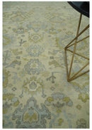 Neutral Beige and silver 8x10 Traditional Antique Finish Hand knotted Wool Area Rug by The Rug Decor