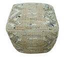 Contemporary Beige, Ivory and Gray Hand Woven Jute and wool Pouf