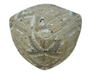 Contemporary Beige, Ivory and Gray Hand Woven Jute and wool Pouf