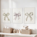 Aesthetic Bow Wall Art Set of 3. Neutral Gallery Set by Wall Art Set