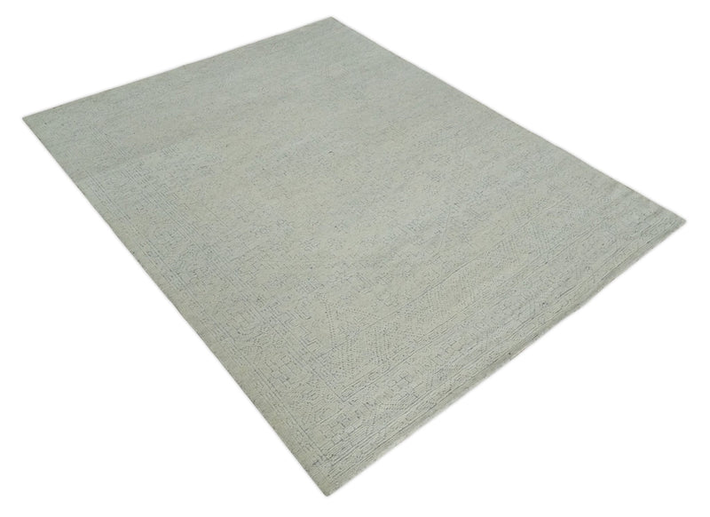 Neutral Contemporary 8x10 Medallion Beige 8x10 Hand knotted wool area rug