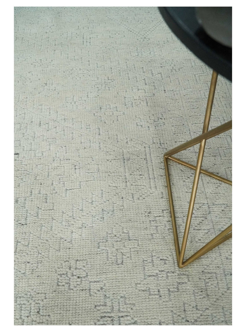 Neutral Contemporary 8x10 Medallion Beige 8x10 Hand knotted wool area rug