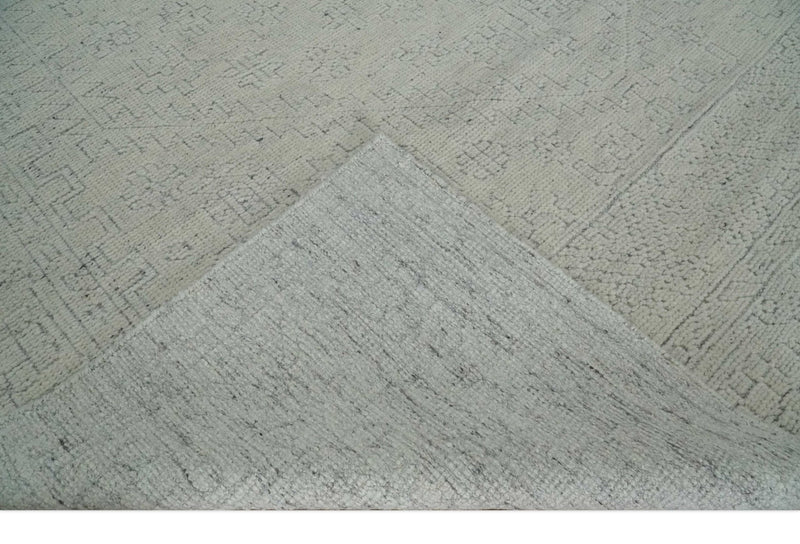 Neutral Contemporary 8x10 Medallion Beige 8x10 Hand knotted wool area rug