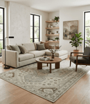 Hand Knotted Traditional Wool Area Rug in Ivory Brown and Gray
