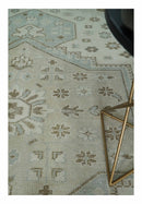 Hand Knotted Traditional Wool Area Rug in Ivory Brown and Gray